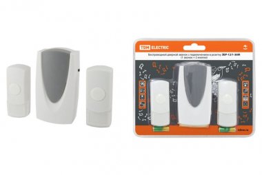 Фотография товара 'Tdm Звонок беспроводной в розетку ЗБР-12/1-36М (36 мелодий, кнопка IP44, AC 230V, 2 кнопки) SQ1901-0011'