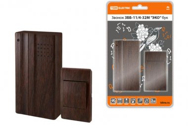 Фотография товара 'Tdm Звонок беспроводной на батарейках ЗББ-11/4-32М "ЭКО" (32 мелодии, кнопка IP30, 2х1,5В ААА) SQ1901-0023'