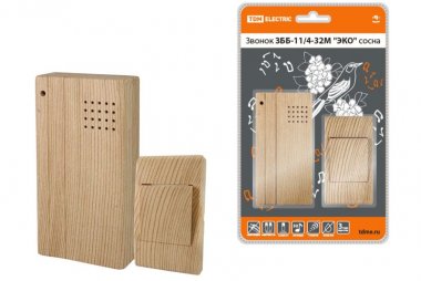 Фотография товара 'Tdm Звонок беспроводной на батарейках ЗББ-11/4-32М "ЭКО" (32 мелодии, кнопка IP30, 2х1,5В ААА) SQ1901-0022'