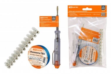 Фотография товара 'Tdm Набор для электромонтажа НЭМ-1, индикатор, изолента 15х10м, ЗВИ 12х5мм2, ЭкспертЭлектрик, SQ1017-0201'