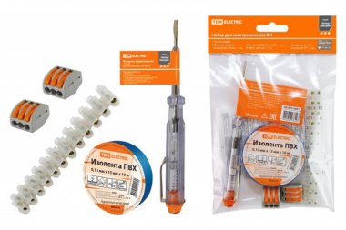 Фотография товара 'Tdm Набор для электромонтажа НЭМ-3, индикатор, изолента 15х10м, ЗВИ 5мм2, СК413х2, ЭкспертЭлектрик, SQ1017-0203'