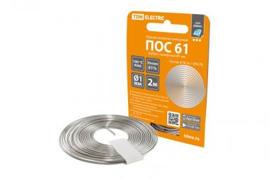 Фотография товара 'Tdm Припой ПОС 61, трубка с канифолью, ГОСТ 21931-76, спираль, серия "Алмаз" SQ1025-0301'