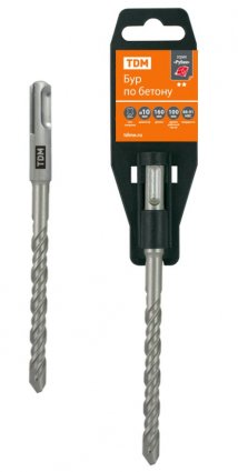 Фотография товара 'Tdm Бур по бетону, 10?160?100 мм, SDS-Plus, 2 резца, пластиковый держатель, "Рубин" SQ1094-0107'