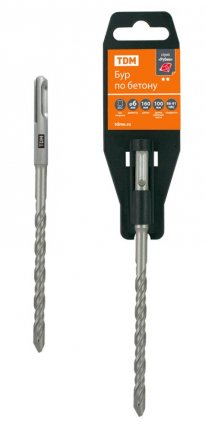 Фотография товара 'Tdm Бур по бетону, 6?160?100 мм, SDS-Plus, 2 резца, пластиковый держатель, "Рубин" SQ1094-0102'