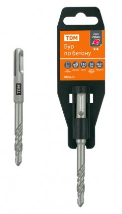 Фотография товара 'Tdm Бур по бетону, 8?110?50 мм, SDS-Plus, 2 резца, пластиковый держатель, "Рубин" SQ1094-0104'