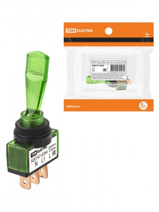 Фотография товара 'Tdm SQ0747-0284 Выключатель-тумблер ASW-13D 1P 12В AC/DC 20А (3c) ON-OFF'