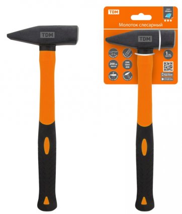 Фотография товара 'Tdm Молоток слесарный, кованый, с прорезиненной фиберглассовой рукояткой "Алмаз" SQ1036-0101'