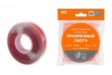 Фотография товара 'Tdm Двухсторонний акриловый прозрачный скотч ширина 9 мм SQ0526-0705'