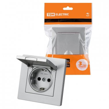 Фотография товара 'Tdm SQ1816-0239 Розетка 2П+З 16А 250В IP44 с защ. шт. с крышкой'