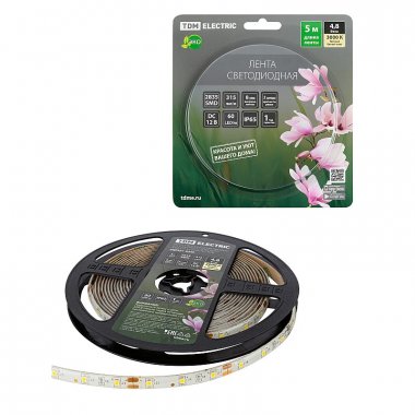 Фотография товара 'Tdm SQ0331-0340 Лента светодиодная SMD2835-60 LED/м-IP65-12 В-4,8 Вт/м-3000 К'