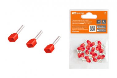 Фотография товара 'Tdm Наконечник штыревой втулочный изолированный (двойной) НШвИ (2) 1,5х12 SQ0568-0052'