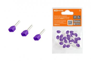 Фотография товара 'Tdm Наконечник штыревой втулочный изолированный (двойной) НШвИ (2) 2,5х10 SQ0568-0055'