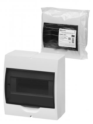 Фотография товара 'Tdm SQ0901-0072 Щит ЩРН-П-8 модулей, навесной, пластик, белый, дымчатая дверца'