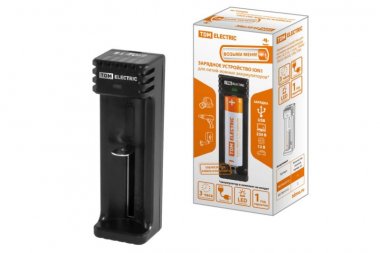 Фотография товара 'Tdm Зарядное устройство для литиевых аккумуляторов ION1 (0.5/1A, 1 слот, 10440/18650/26650), USB, SQ1702-0112'