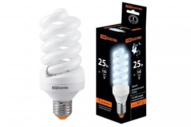 Фотография товара 'Tdm Лампа энергосберегающая КЛЛ-FS-25 Вт-4000 К–Е27 (60х141 мм), SQ0323-0019'