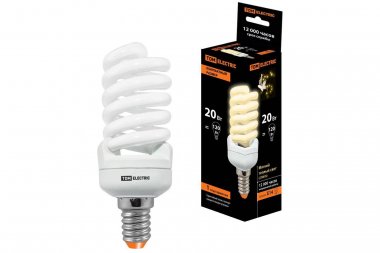 Фотография товара 'Tdm Лампа энергосберегающая КЛЛ-FSТ2-20 Вт-2700 К–Е14 КОМПАКТ (41х108 мм), SQ0323-0189'