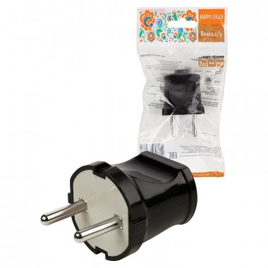 Фотография товара 'Tdm SQ1806-0402 Вилка б/з черная 6А 250В серии "Народная"'