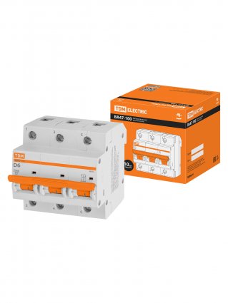 Фотография товара 'Tdm SQ0207-0142 Авт. выкл. ВА47-100 3Р 6А 10кА х-ка D'