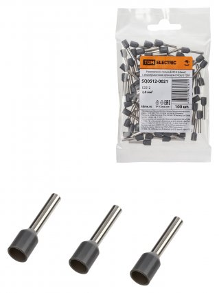 Фотография товара 'Tdm Наконечник-гильза Е2512 2,5мм2 с изолированным фланцем, SQ0512-0021'