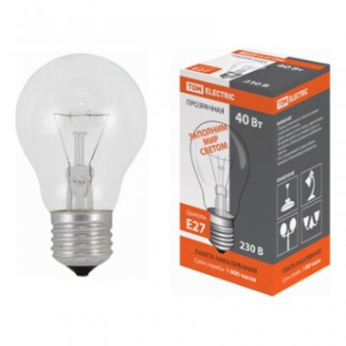 Фотография товара 'Tdm Лампа накаливания вольфрамовая для бытового и аналогичного общего освещения М50 230-95 Е27 SQ0343-0016'