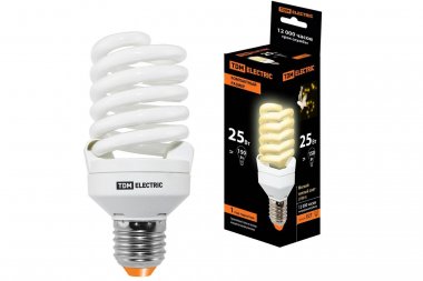 Фотография товара 'Tdm Лампа энергосберегающая КЛЛ-FST2-25 Вт-2700 К–Е27 КОМПАКТ (55х120 мм), SQ0323-0195'