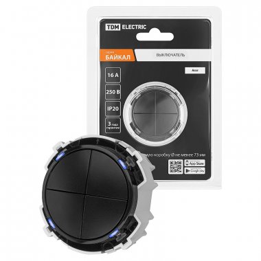 Фотография товара 'Tdm SQ1819-0229 Выключатель 4-кл. 16А 250В проходной кнопочный механизм агат, "Байкал"'