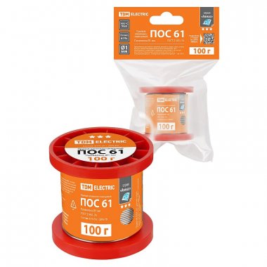 Фотография товара 'Tdm SQ1025-1805 Припой ПОС 61, проволока, ГОСТ 21931-76, ?1 мм, 100 г'