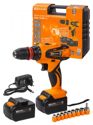 Фотография товара 'Tdm Дрель-шуруповерт акк. ДША-18-ЛК1-С 18 В, 2 А*ч Li-Ion 2 шт, 32 Нм, 0-1400 об/мин, кейс, SQ1030-0206'