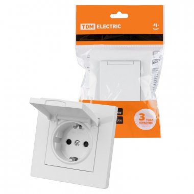 Фотография товара 'Tdm SQ1816-0039 Розетка 2П+З 16А 250В IP44 с защ. шт. с крышкой'