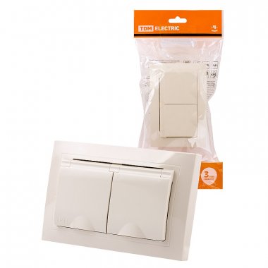 Фотография товара 'Tdm SQ1814-0176 Розетка двойная 2П+З с защ. шт. и крышкой 16А 250В IP44'