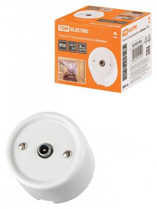 Фотография товара 'Tdm Розетка TV проходная белая «Болонь», SQ1820-0054'