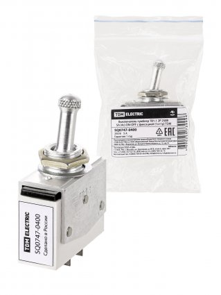 Фотография товара 'Tdm Выключатель-тумблер ТВ1-1 2P 250 В 5 А (4c) ON-OFF с фиксацией (1з+1р), SQ0747-0400'