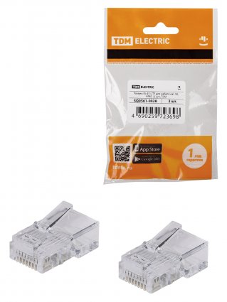 Фотография товара 'Tdm Разъем RJ-45 UTP для кабеля кат. 5Е, 8P8C (2 шт), SQ0561-0028'