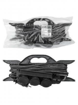 Фотография товара 'Tdm Удлинитель-шнур силовой на рамке, каучук, КГ, IP44, 3 гнезда, SQ1307-0233'