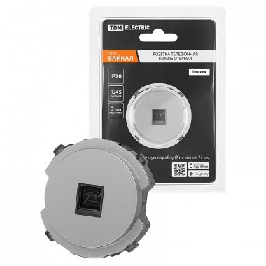 Фотография товара 'Tdm SQ1819-0313 Розетка телефонная RJ11 платина, "Байкал"'
