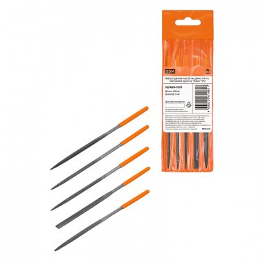 Фотография товара 'Tdm SQ1026-0301 Набор надфилей 5 шт, ?3 мм, длина 140 мм, пластиковая рукоятка'