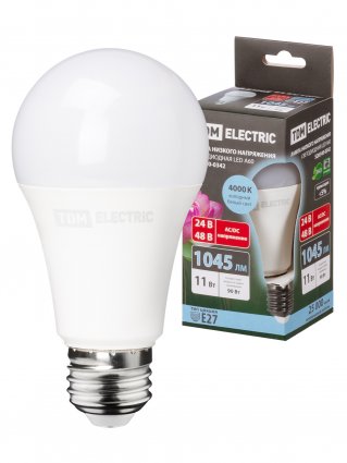 Фотография товара 'Tdm Лампа светодиодная низковольтная МО A60 11 Вт, 24-48 В, 4000 К, SQ0340-0342'