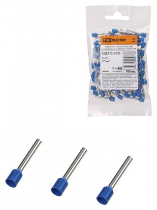 Фотография товара 'Tdm Наконечник-гильза Е2518 2,5мм2 с изолированным фланцем, SQ0512-0025'