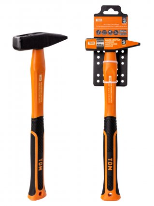 Фотография товара 'Tdm Молоток слесарный, 400 гр, кованый, с усиленной прорезиненной фиберглассовой рукояткой "Алмаз", SQ1036-0112'