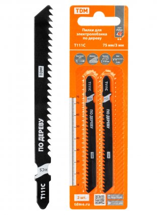 Фотография товара 'Tdm Пилки для электролобзика по дереву, HCS, 75х3 мм, быстрый рез, T111C, 2 шт, "Рубин", SQ1089-0204'