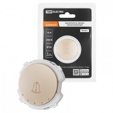 Фотография товара 'Tdm SQ1819-0553 Выключатель звонка 1-кл. 16А 250В шампань, "Байкал"'