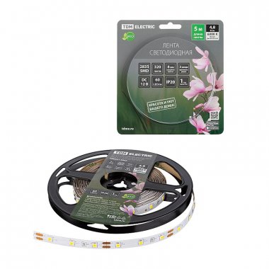 Фотография товара 'Tdm SQ0331-0365 Лента светодиодная SMD2835-60 LED/м-IP20-12 В-4,8 Вт/м-6000 К'
