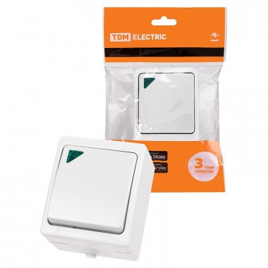 Фотография товара 'Tdm SQ1803-1004 Выключатель 1-кл. с подсветкой открытой установки IP54 10А'