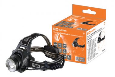 Фотография товара 'Tdm Фонарь «Налобный 8» аккумуляторный, 3Вт SQ0350-0047'