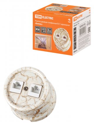 Фотография товара 'Tdm Розетка двойная телефонная RJ11 мраморная «Болонь», SQ1820-0150'