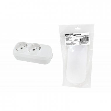 Фотография товара 'Tdm SQ1806-0414 Колодка розеточная 2 гнезда 2П+З 16А 250В белая серии "Народная"'