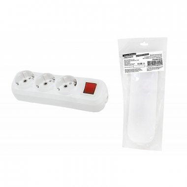 Фотография товара 'Tdm SQ1806-0418 Колодка розеточная 3 гнезда 2П+3 c выключателем 16А 250В'