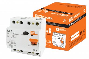 Фотография товара 'Tdm УЗО ВД1-63 4Р 32А 30мА тип А SQ0203-0086'
