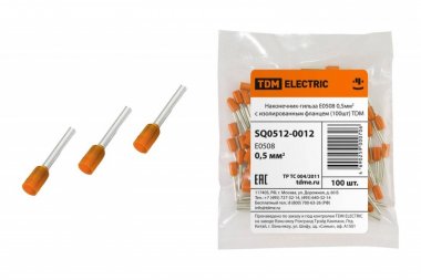Фотография товара 'Tdm Наконечник-гильза Е0508 0,5мм2 с изолированным фланцем SQ0512-0012'