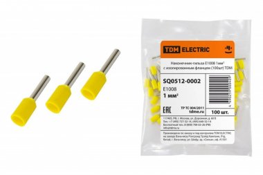 Фотография товара 'Tdm Наконечник-гильза Е1008 1мм2 с изолированным фланцем SQ0512-0002'